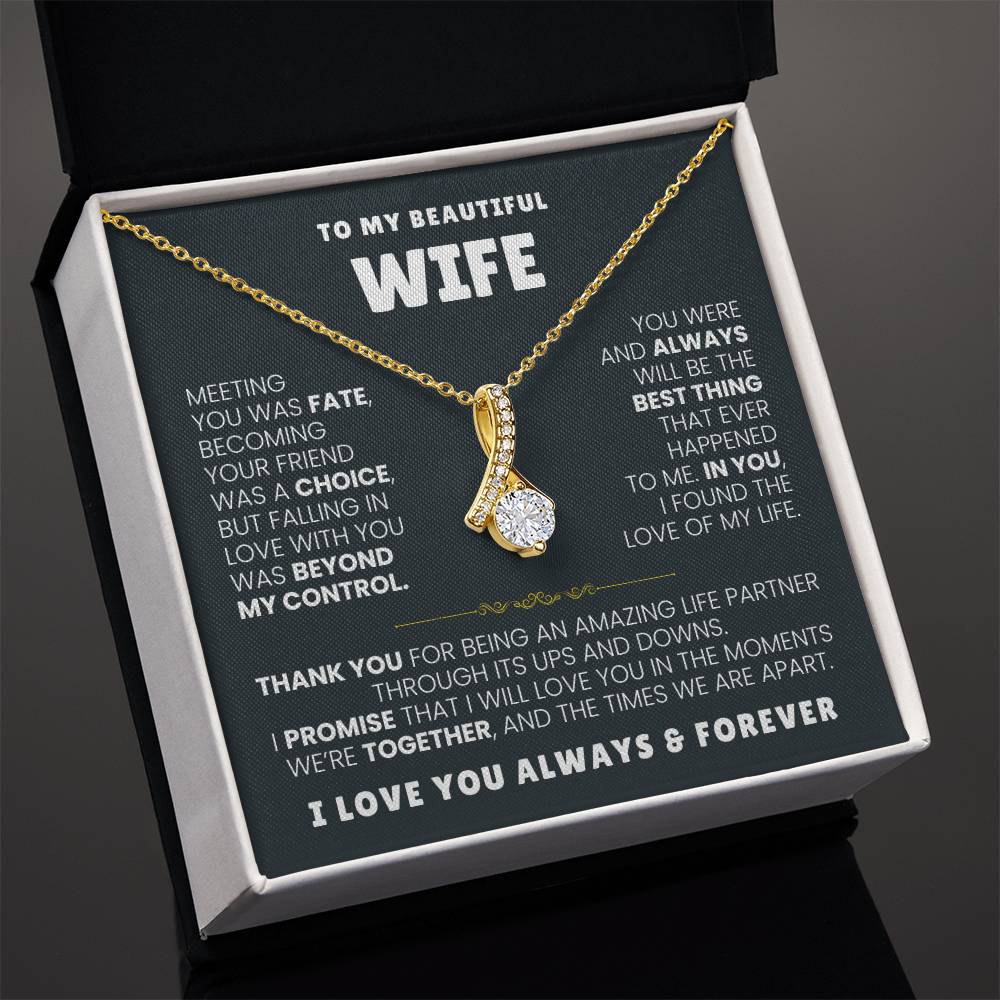 To My Beautiful Wife Necklace - Emotional Jewelry Gift for Wife from Husband to Celebrate Love Every Day - Alluring Beauty Necklace