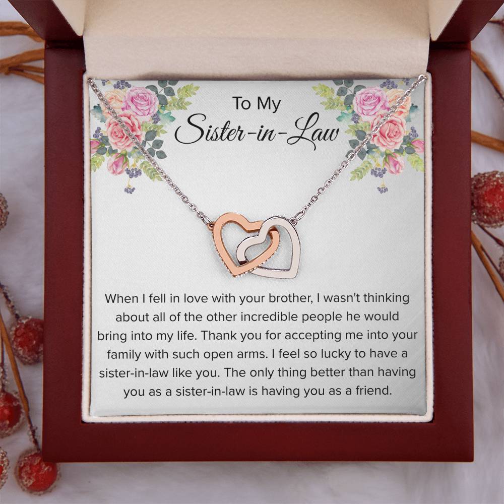 To My Sister In Law Necklace - Gift for Bonus Sister - Interlocking Hearts Necklace