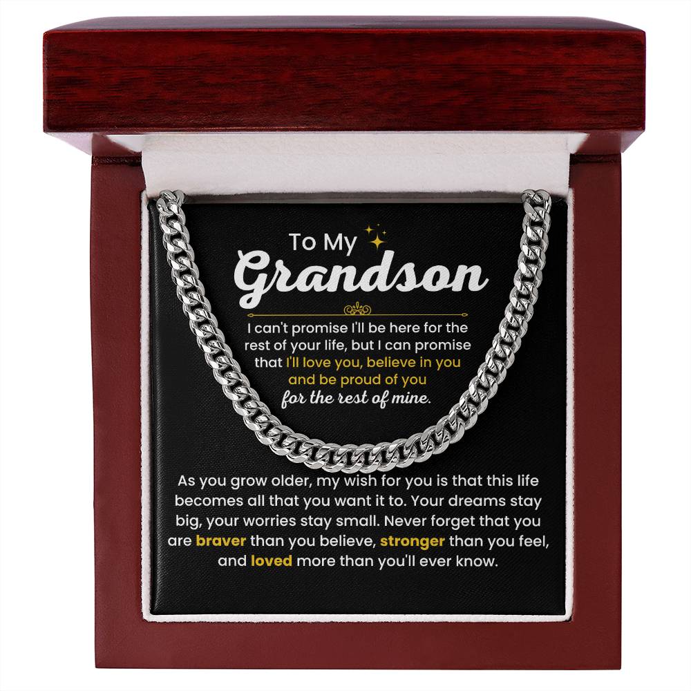 To My Grandson - I Believe in you - Chain Link Chain from Grandparents