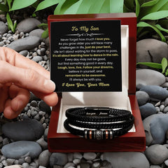 Stylish Men’s Cross Bracelet, Leather Jewelry Gift for Son, Faith & Strength, To My Dear Son