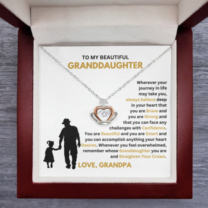 To My Granddaughter Necklace – Graduation & Christmas Gift from Grandpa – Crown Pendant Necklace