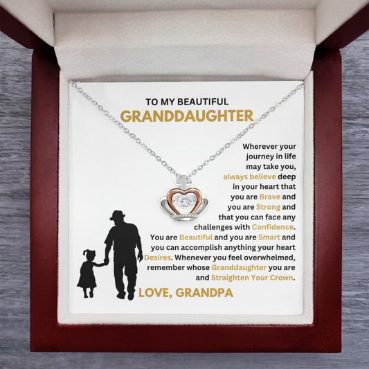 To My Granddaughter Necklace – Graduation & Christmas Gift from Grandpa – Crown Pendant Necklace