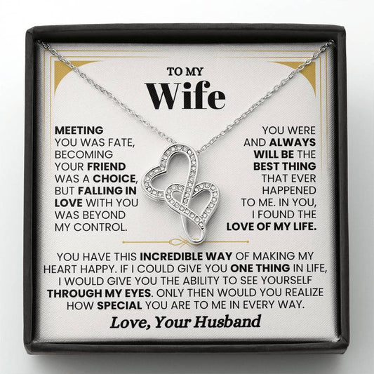 To My Wife Necklace - Emotional Jewelry for Wife from Husband to Celebrate Love on Valentine’s Day & Beyond - Heart-to-heart Pendant Necklace