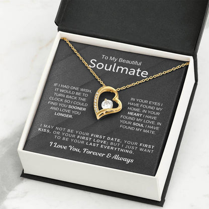 To My Beautiful Soulmate Necklace - Romantic Gift for Her for Christmas & Love Celebrations - Forever Love Necklace