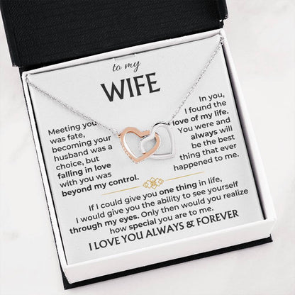 To My Beautiful Wife Necklace - Romantic Gift For Wives - Perfect For Anniversaries, Birthdays Or Special Occasions - Gifts For Her - Interlocking Hearts Necklace