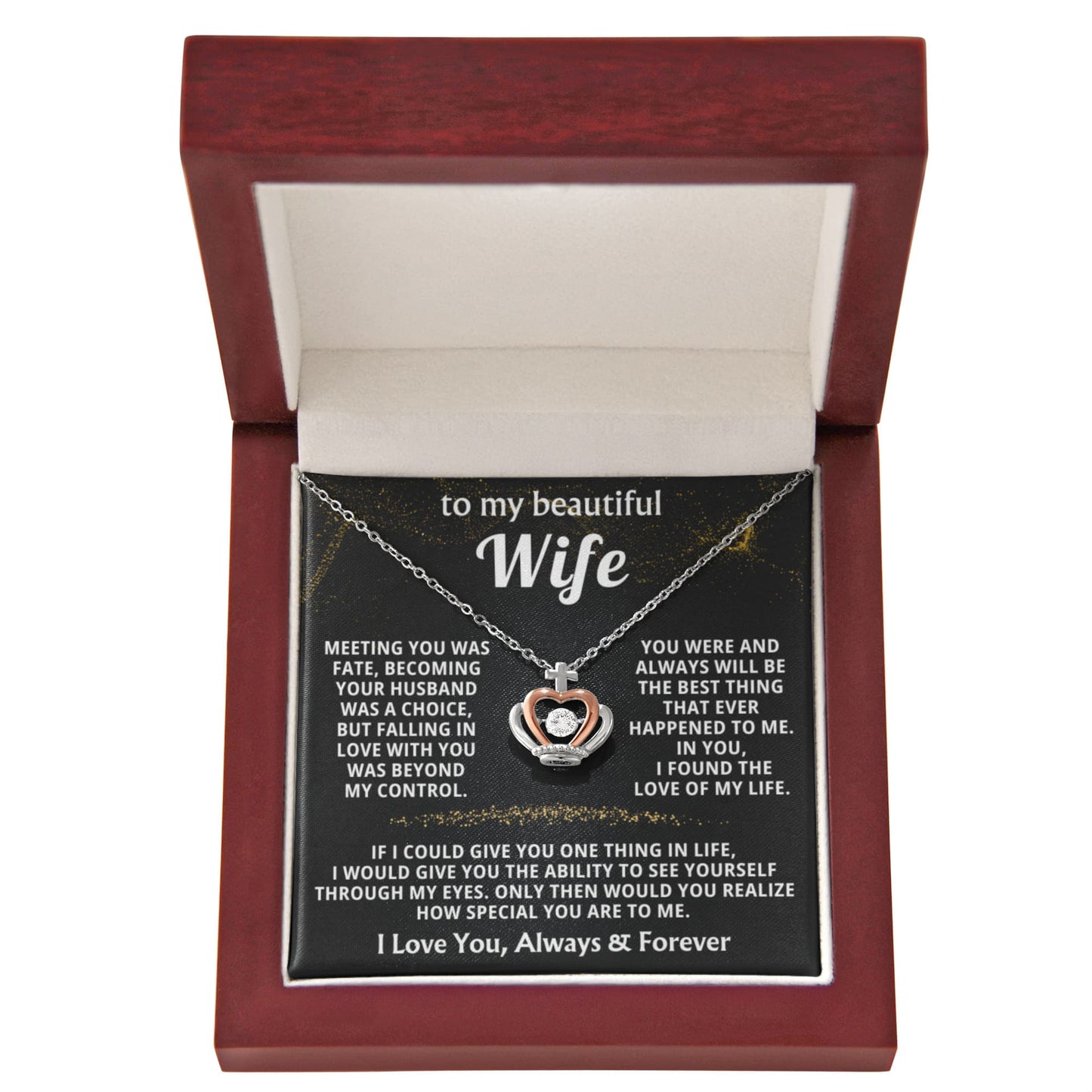 To My Wife Necklace - Sweet Love Gift from Husband - Crown Pendant Necklace