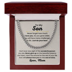 Son Necklace Gift from Mom, Birthday, Graduation & Christmas Jewelry - Cuban Link Chain