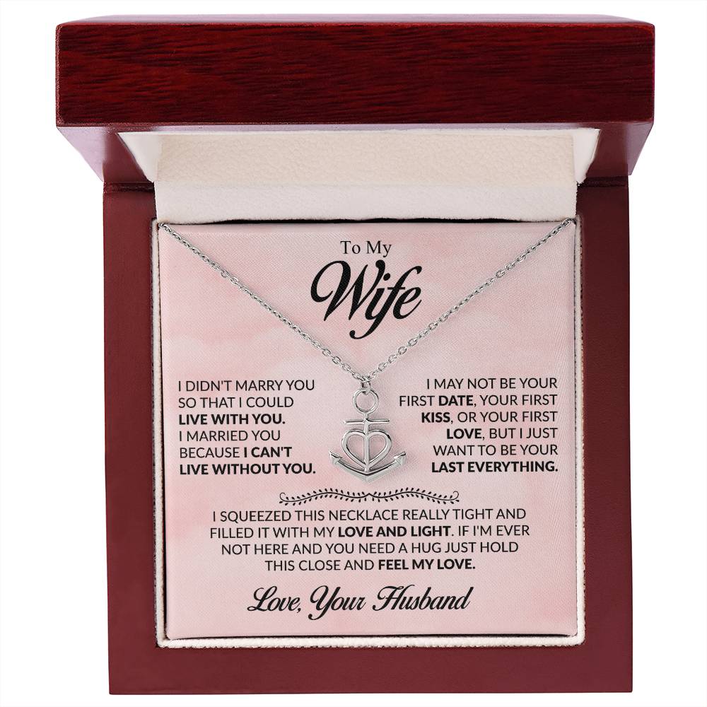 To My Wife Necklace - Emotional Jewelry for Wife from Husband to Celebrate Love on Valentine’s Day & Beyond - Anchor Pendant Necklace