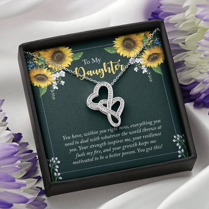 To My Daughter Necklace – Holiday Gift for Daughter Graduation – Heart-to-heart Pendant Necklace