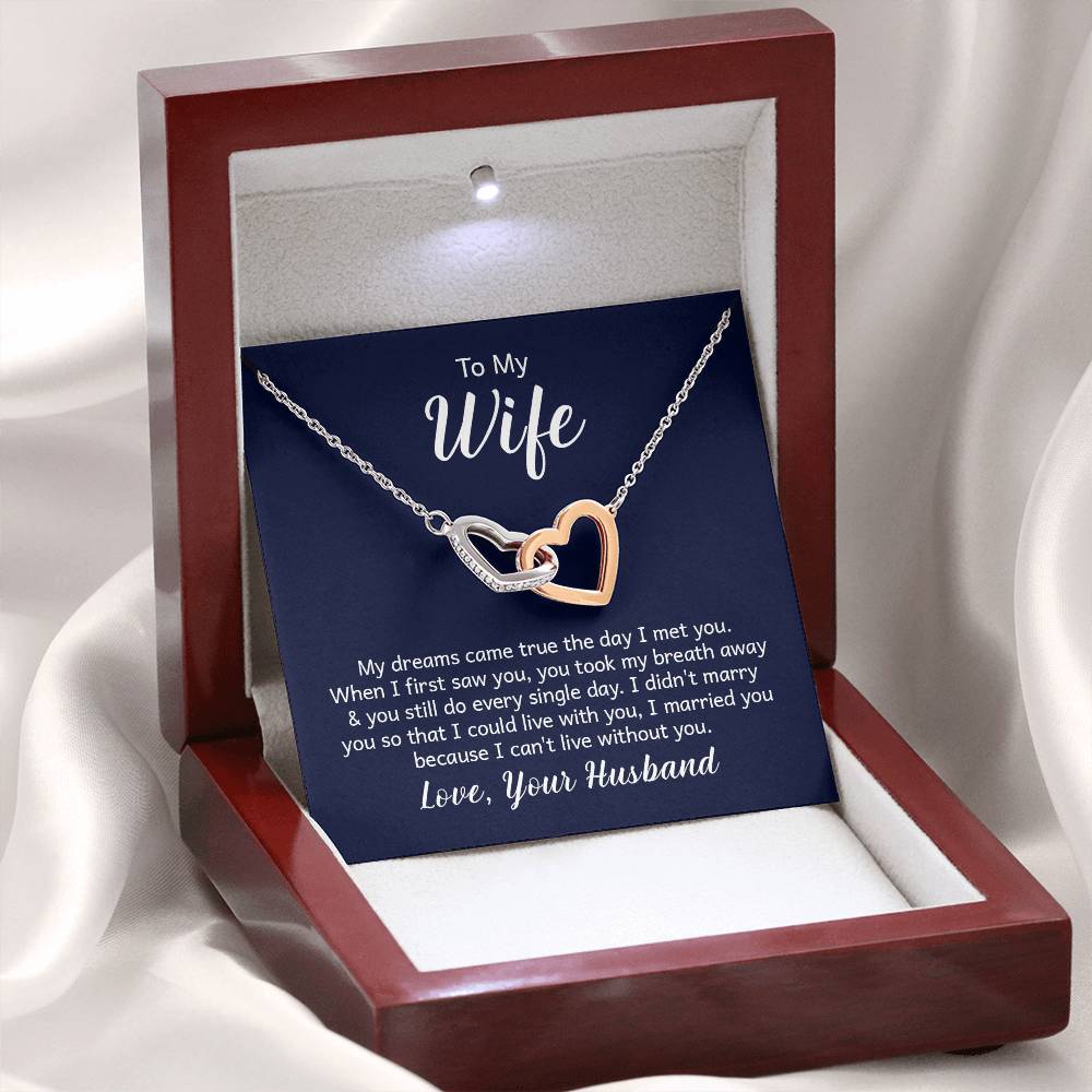 To My Wife Necklace - Meaningful Jewelry Gift from Husband for Every Special Occasion Including Valentine’s Day - Interlocking Hearts Necklace