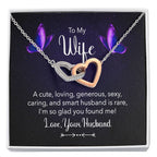 To My Wife Necklace - Romantic Anniversary & Valentine’s Day Jewelry Gift from Husband to Wife - Interlocking Hearts Necklace