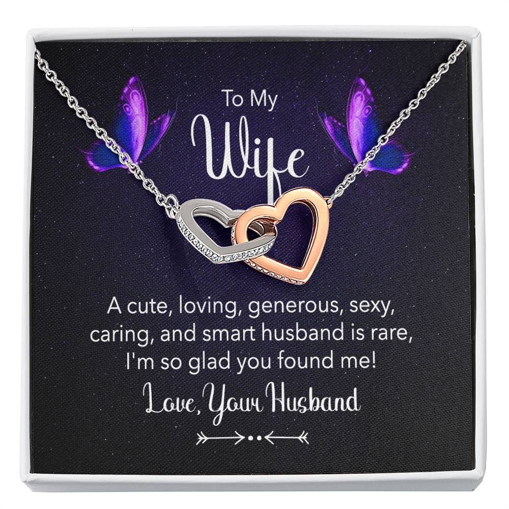 To My Wife Necklace - Romantic Anniversary & Valentine’s Day Jewelry Gift from Husband to Wife - Interlocking Hearts Necklace