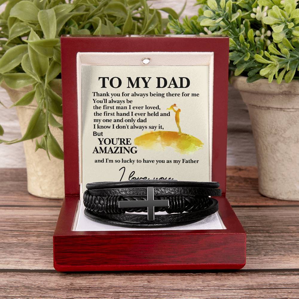 To My Dad - You're Amazing - Gift for Dad - Men's Cross Bracelet