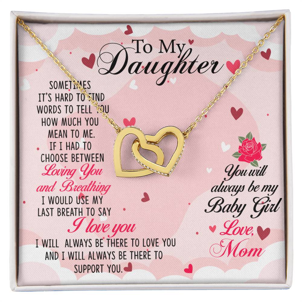 To My Daughter Necklace – Mom Gift for Daughter’s Birthday – Interlocking Hearts Necklace