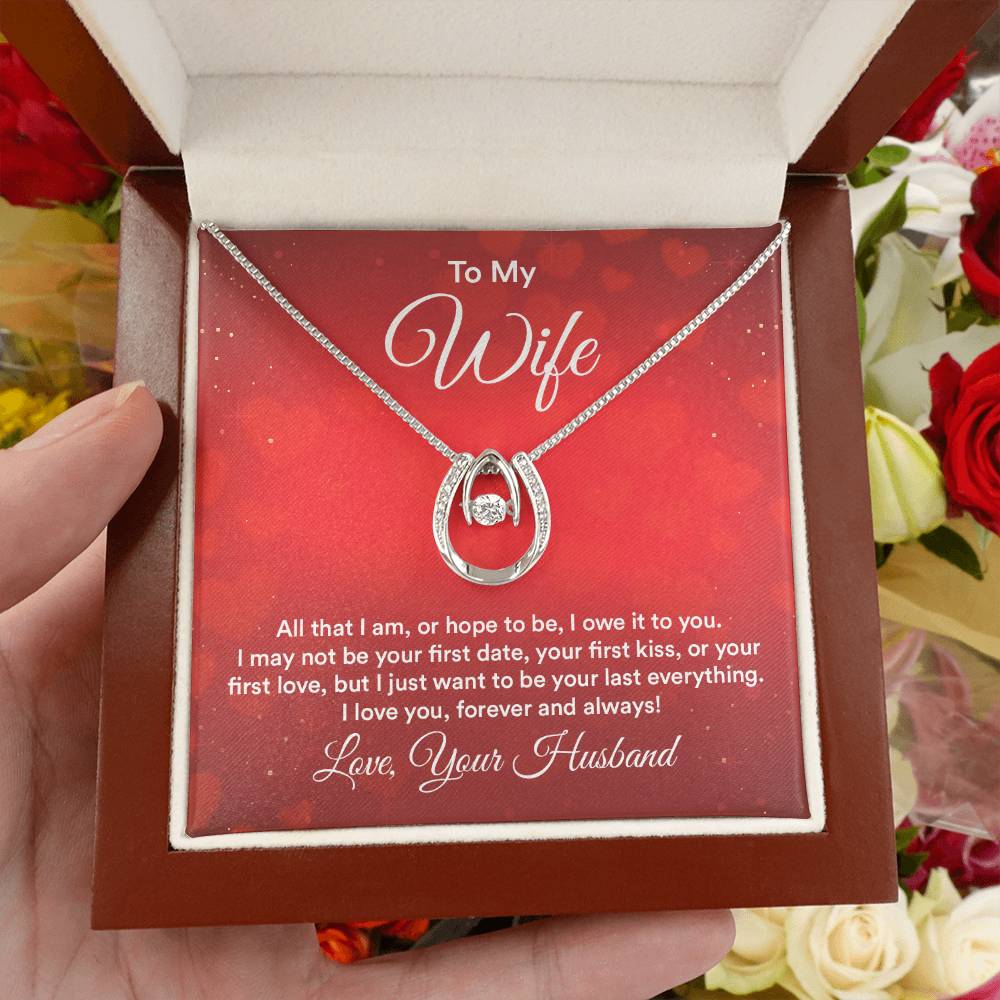 Romantic Jewelry Gift for Wife - Perfect From Husband for Birthday, Anniversary & Valentine’s Day - Lucky In Love Necklace