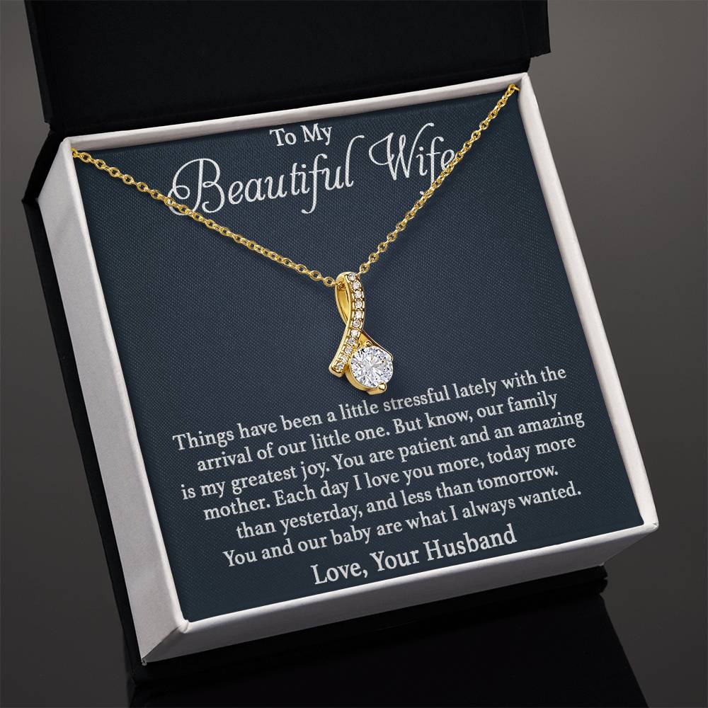 To My Beautiful Wife Necklace - Perfect Romantic Surprise from Husband for Anniversary, Birthday & Valentine’s Day - Alluring Beauty Necklace