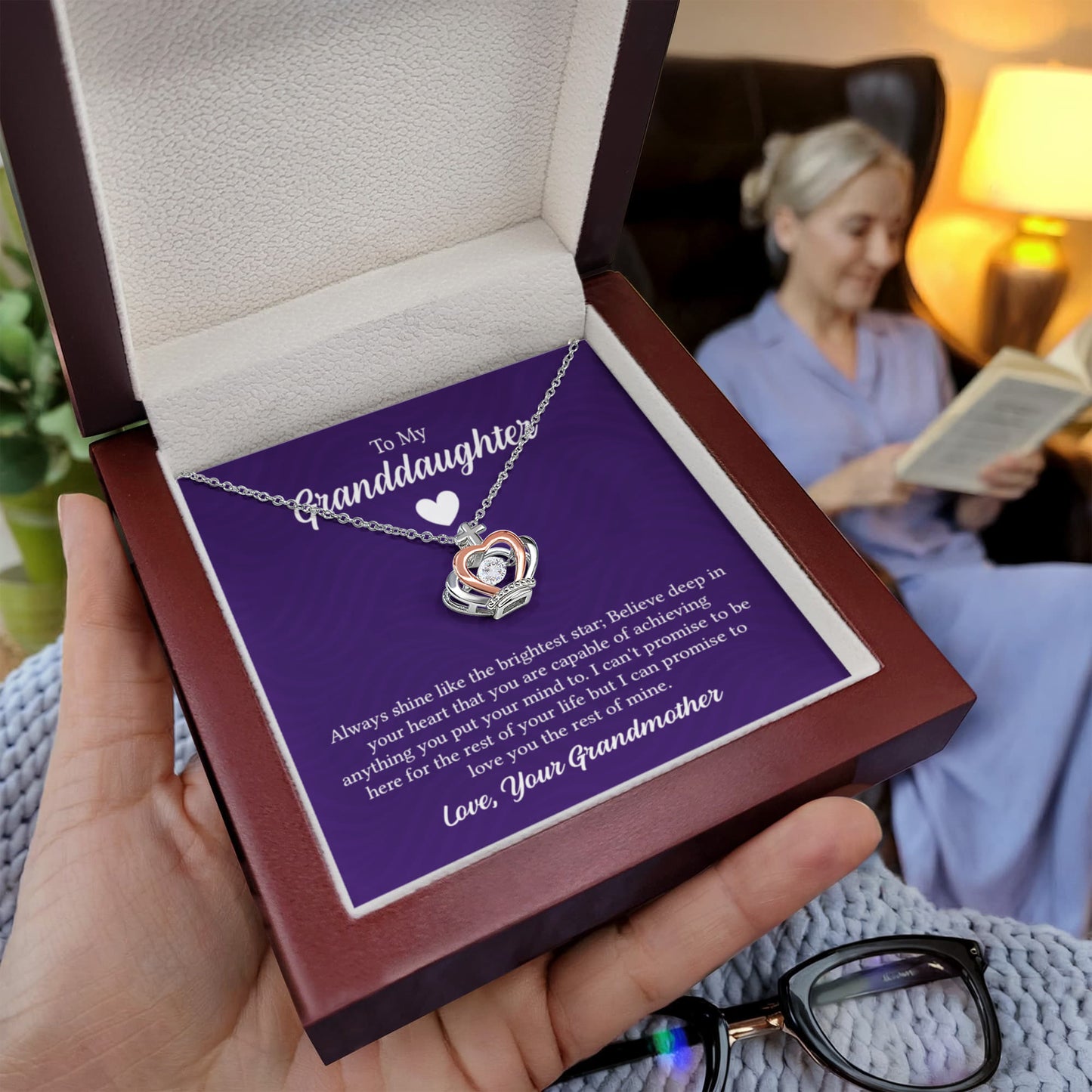 To My Granddaughter Necklace – Grandma to Granddaughter Jewelry Gift – Crown Pendant Necklace