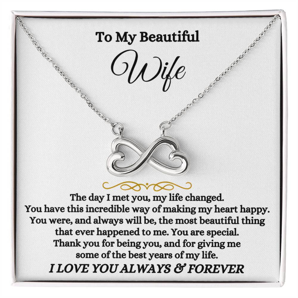 To My Wife Necklace - Perfect Gift for Wife from Husband, Romantic Jewelry for Birthday & Valentine’s Day - Endless Love Necklace