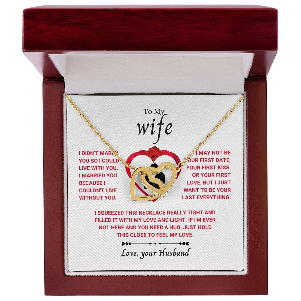 To My Wife Necklace - Meaningful Jewelry Gift from Husband for Valentine’s Day & Anniversary - Interlocking Hearts Necklace