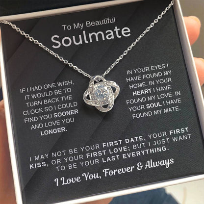 To My Beautiful Soulmate Necklace - Soulmate Jewelry Gift for Her for Birthday & Valentine’s Day - Love Knot Necklace