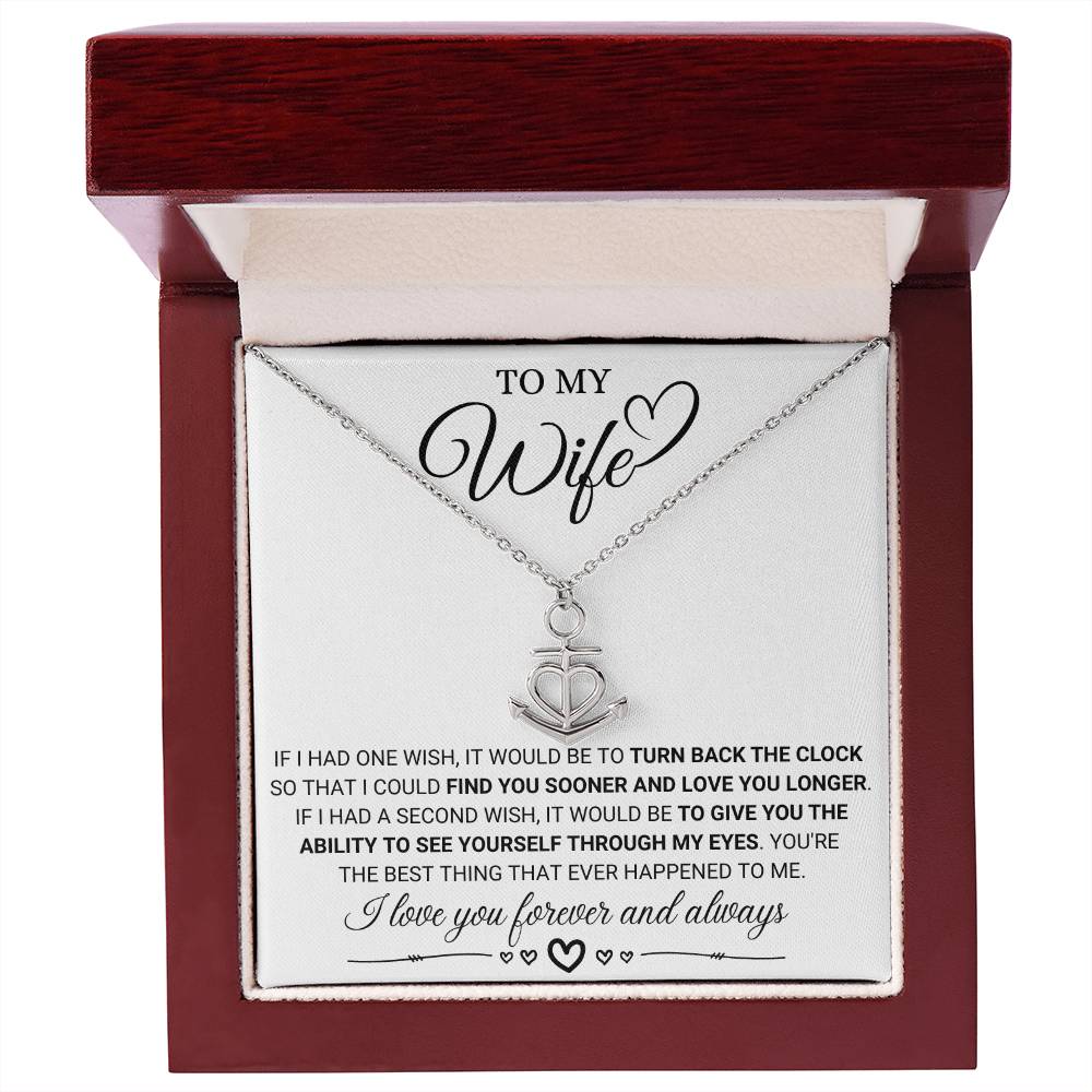 To My Wife Necklace - Beautiful Wife Jewelry Gift for Birthday, Valentine’s Day & Special Romantic Moments - Anchor Pendant Necklace