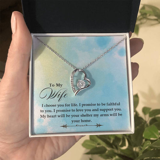 To My Wife Necklace - Husband to Wife Jewelry for Romantic Valentine’s Day, Birthday & Anniversary Gifts - Forever Love Necklace