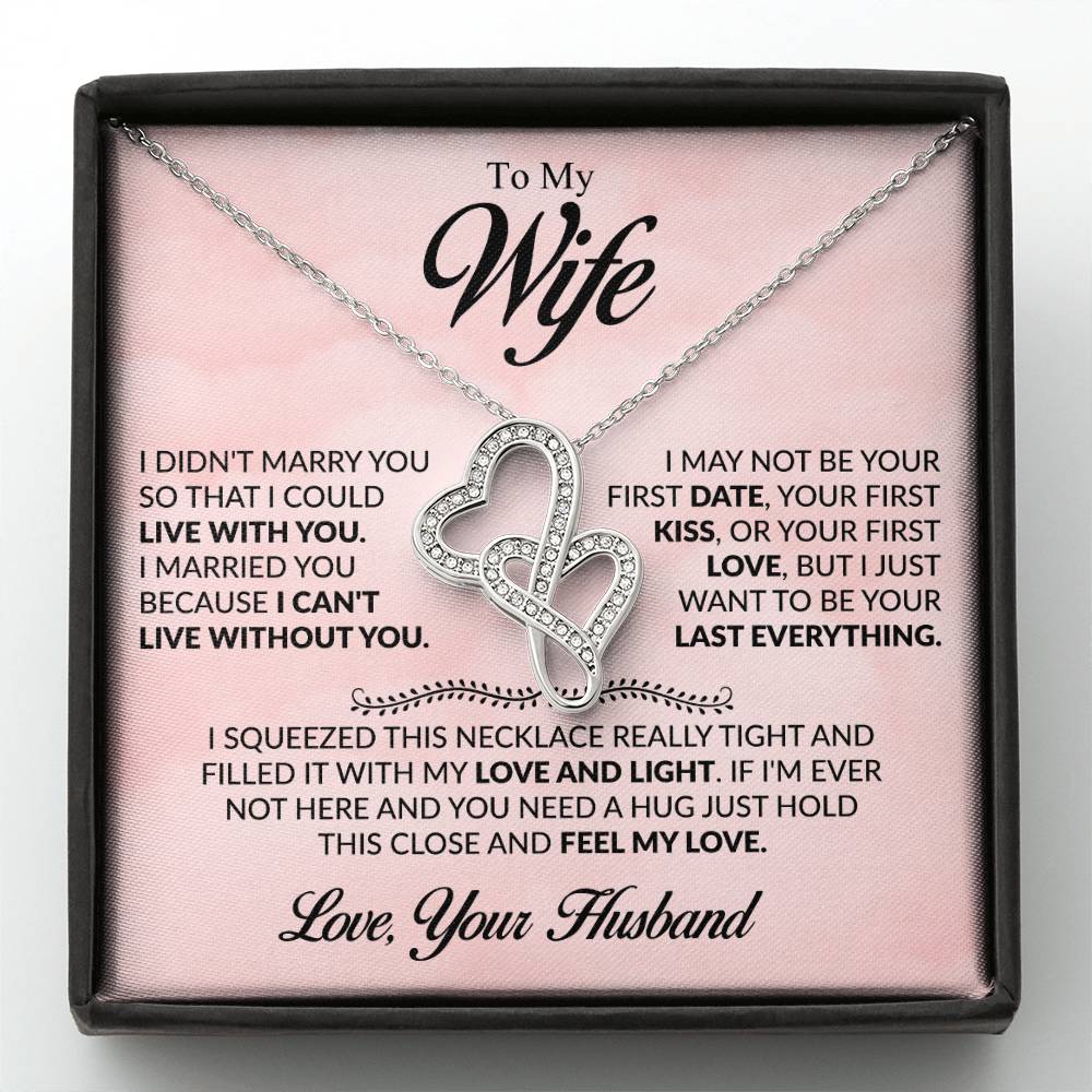 To My Wife Necklace - Emotional Jewelry Gift for Wife from Husband to Celebrate Love Every Day - Heart-to-heart Pendant Necklace