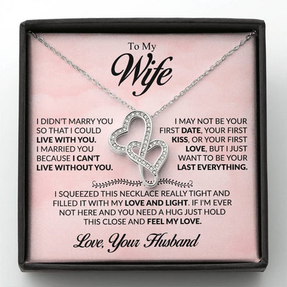 To My Wife Necklace - Emotional Jewelry Gift for Wife from Husband to Celebrate Love Every Day - Heart-to-heart Pendant Necklace