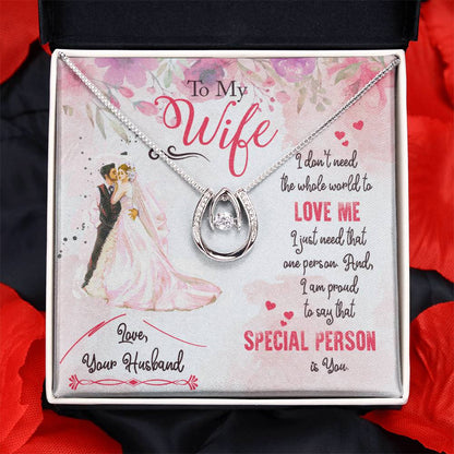 Thoughtful Gift for Wife - Emotional Jewelry from Husband for Anniversary, Birthday, Valentine’s Day & Holidays - Lucky In Love Necklace