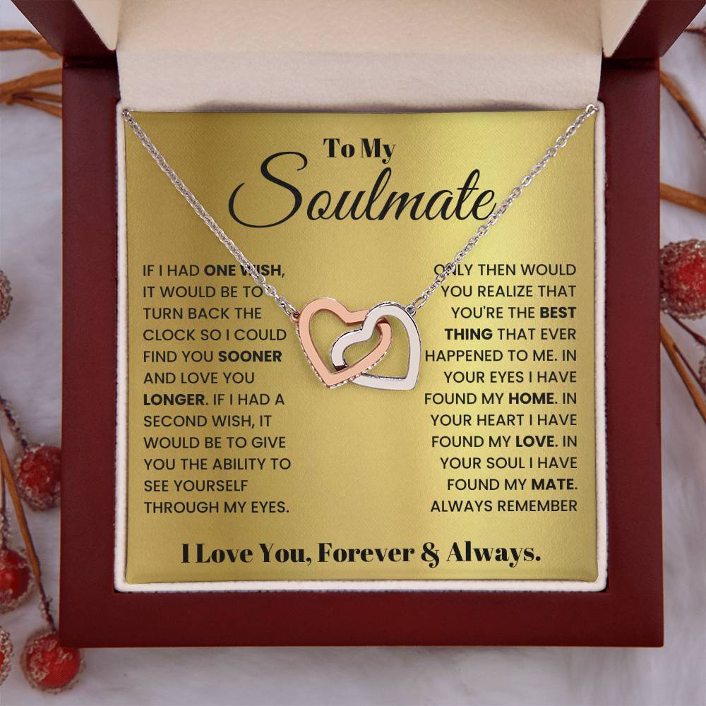 To My Soulmate Necklace - Romantic Gift for Special Occasions & Just Because Love - Interlocking Hearts Necklace