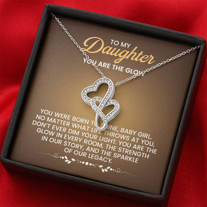To My Daughter Necklace – Daughter Birthday Graduation Celebration Gift – Heart-to-heart Pendant Necklace