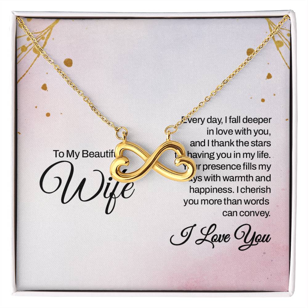 To My Beautiful Wife Necklace - Emotional Love Jewelry Gift from Husband for Valentine’s Day & Birthday Happiness - Endless Love Necklace