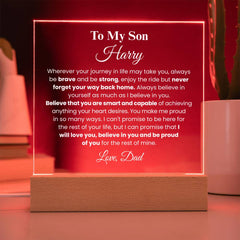 Unique Acrylic Plaque Gift for Son, Personalized Keepsake with Loving Words, Special Day Surprise, To My Son