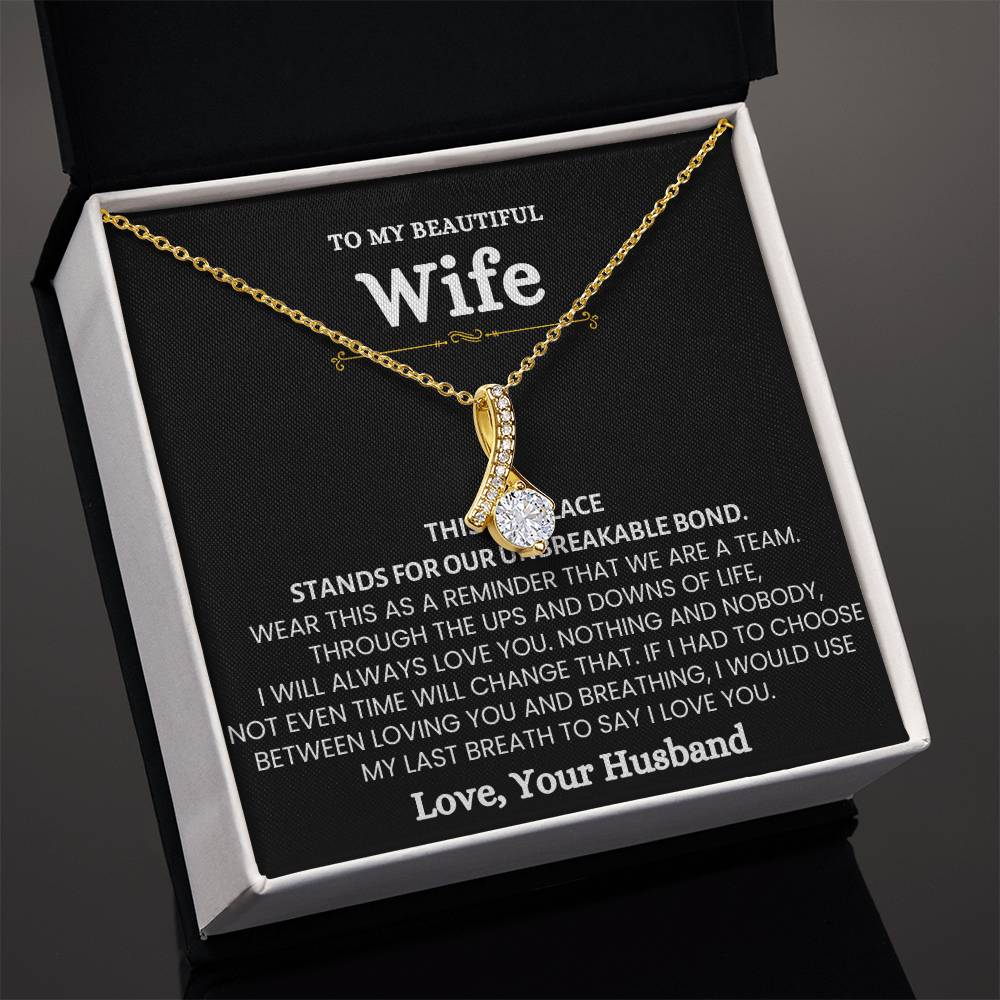 To My Wife Necklace - Beautiful Wife Jewelry Gift for Birthday, Valentine’s Day & Special Romantic Moments - Alluring Beauty Necklace