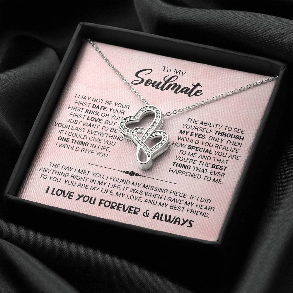 To My Soulmate Necklace - Romantic Gift for Valentine’s Day & Relationship Milestones - Heart-to-heart Pendant Necklace