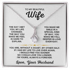 To My Beautiful Wife Necklace - Loving Husband Gift for Christmas, Valentine’s Day & Birthday Celebrations - Alluring Beauty Necklace