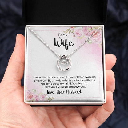 Love Gift for Wife from Husband - Sentimental Jewelry for Valentine’s Day, Anniversary, Birthday & Christmas - Lucky In Love Necklace