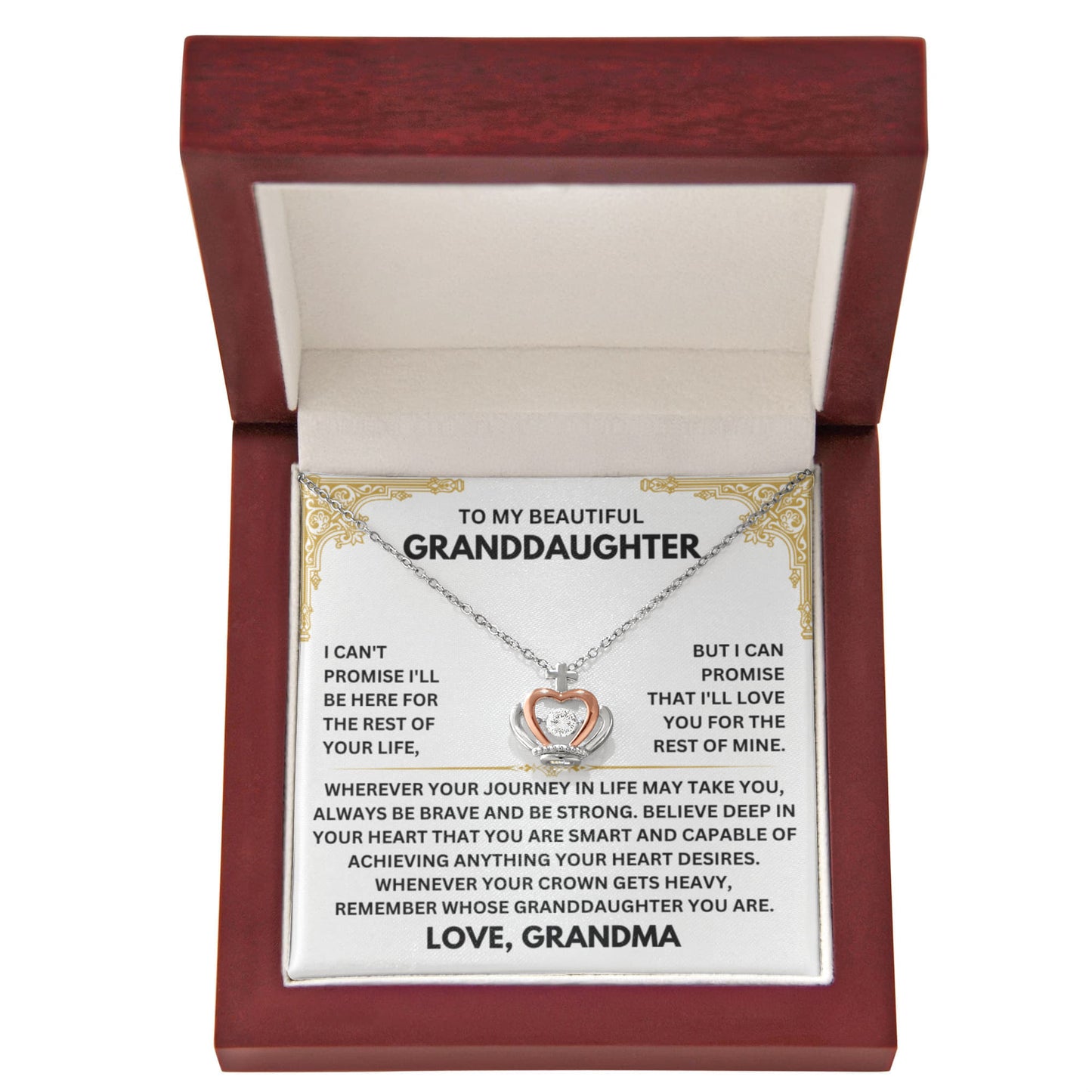 To My Granddaughter Necklace – Grandma Gift for Granddaughter Christmas Graduation – Crown Pendant Necklace