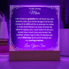 Acrylic Plaque for Mom, Loving Gift from Son, Mother’s Day Present, Birthday Keepsake