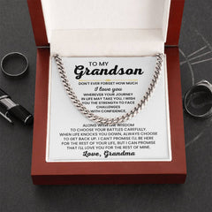 Elegant Gold Necklace for Grandson, Gift Box with Loving Message, Timeless Jewelry Keepsake, To My Grandson