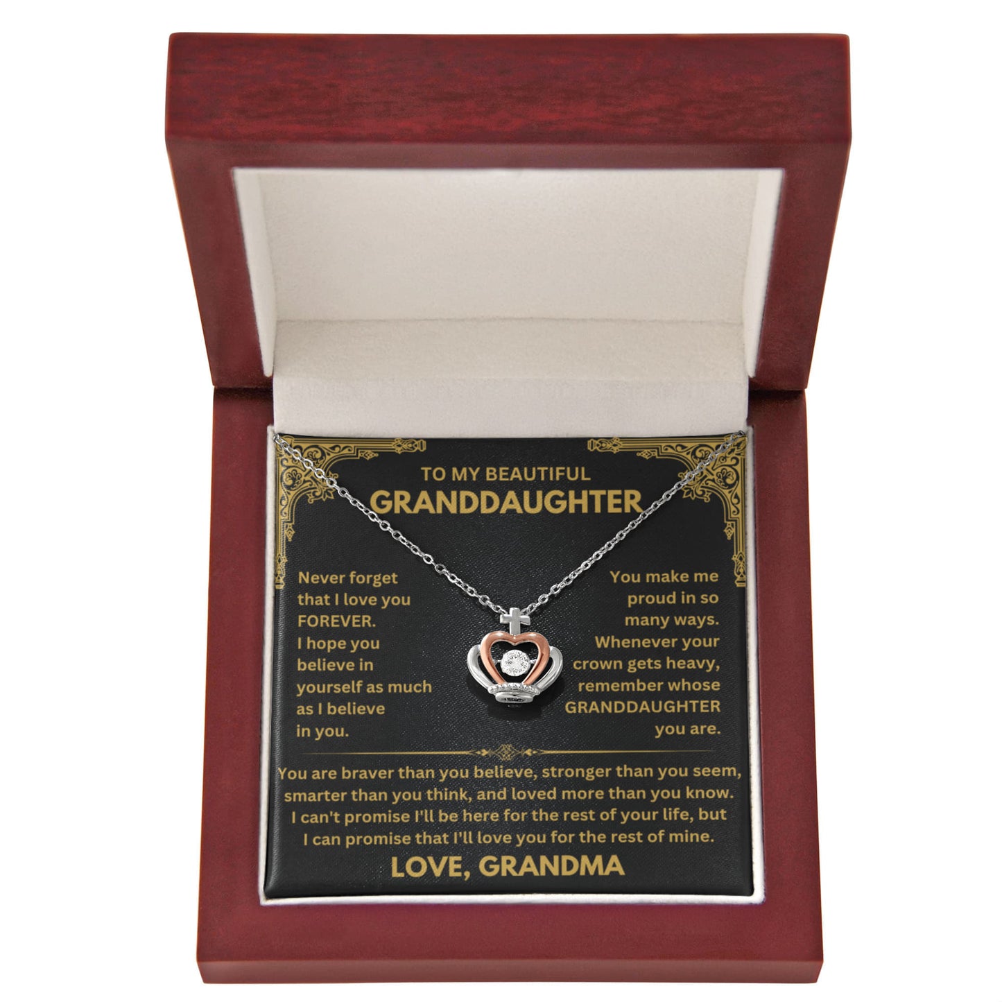 To My Granddaughter Necklace – Gift from Grandma for Granddaughter – Crown Pendant Necklace