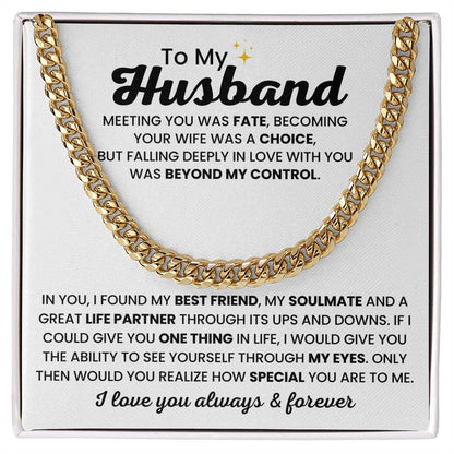 Cuban Link Chain for Husband - Meeting you was fate - Birthday, Anniversary Gift from Wife