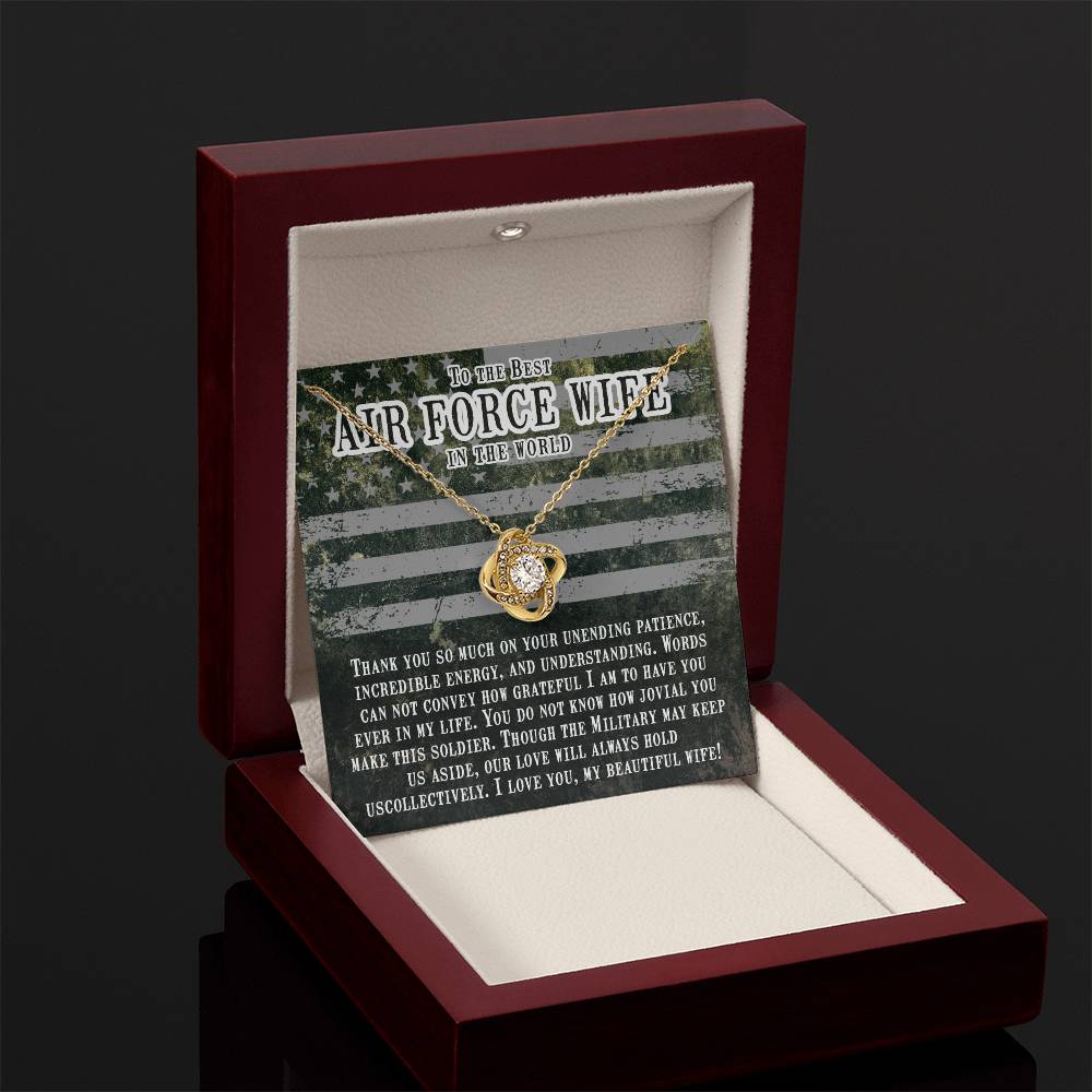 To The Best Air Force Wife In The World - Heartfelt Jewelry from Husband - Love Knot Necklace
