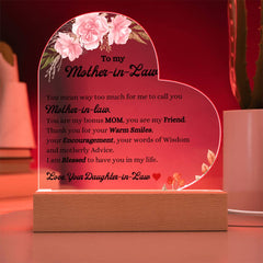 Heart Acrylic Gift for Mother-in-Law, Sentimental Keepsake, Loving Gift from Daughter-in-Law