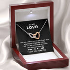 To My Love Necklace - Cherished Wife Gift from Husband for Valentine’s Day, Anniversary & Birthday - Interlocking Hearts Necklace