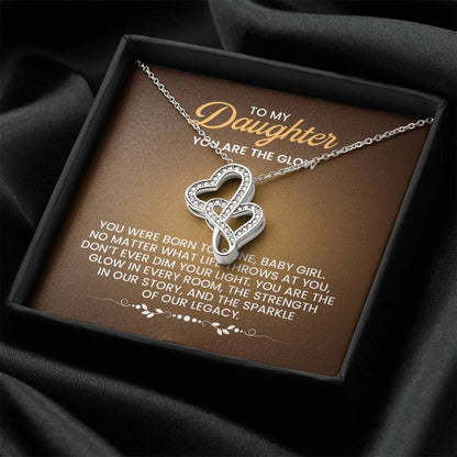 To My Daughter Necklace – Daughter Birthday Graduation Celebration Gift – Heart-to-heart Pendant Necklace