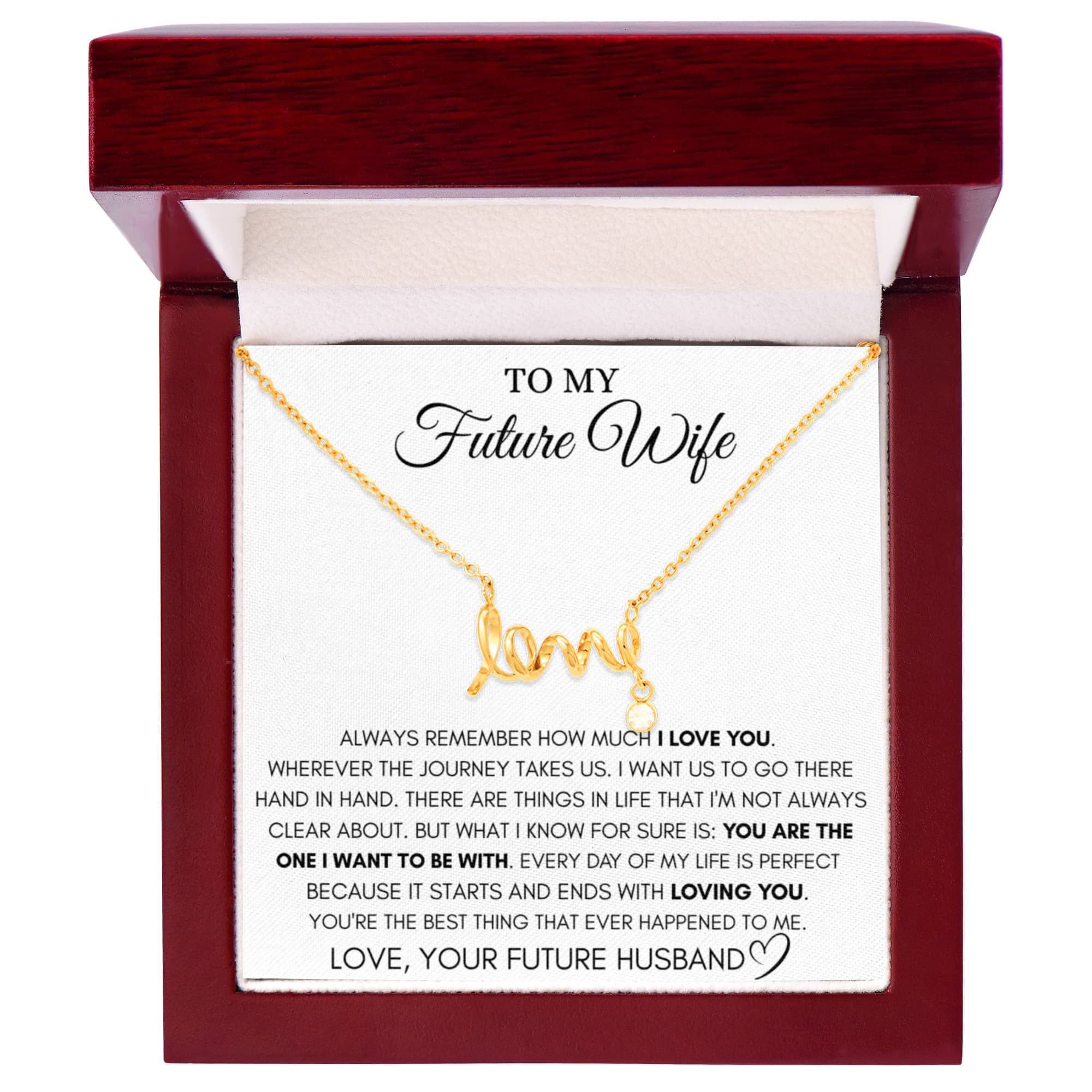 To My Future Wife Necklace - Meaningful Gift Idea for Engagement, Proposal or Romantic Surprises - Scripted Love Necklace