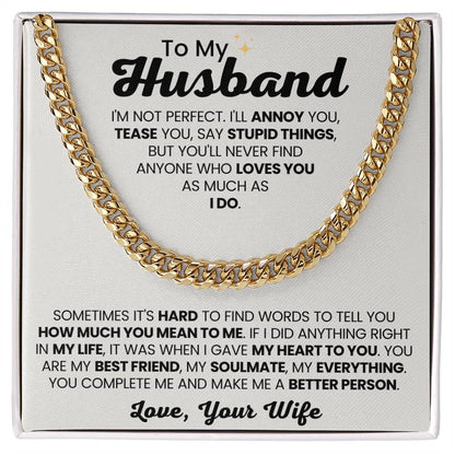 To My Husband Gift from Wife - I am not perfect - Christmas, Birthday & Valentine’s Day Gift for Him