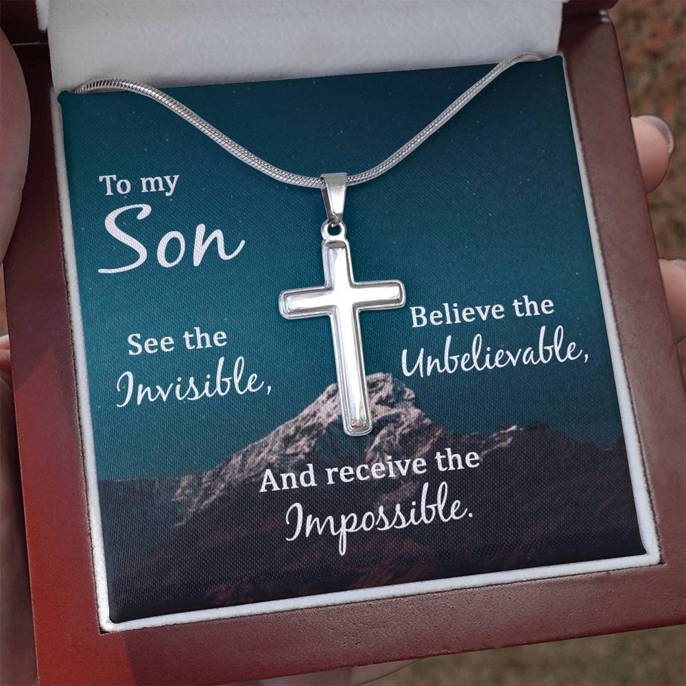 To My Son Necklace - Receive the impossible - Artisan Cross Necklace