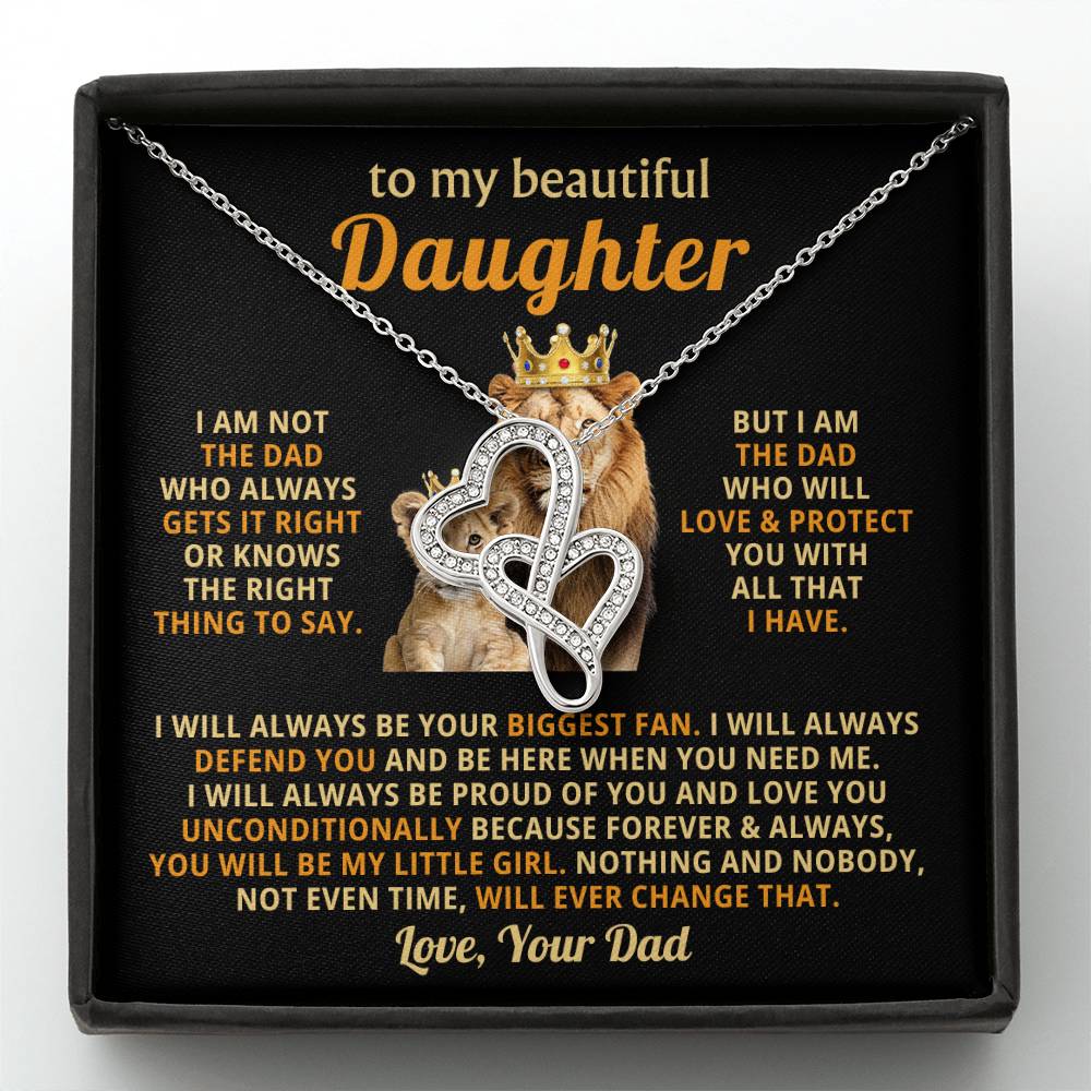 To My Daughter Necklace - Best Gift for Daughter from Dad - Heart-to-heart Pendant Necklace